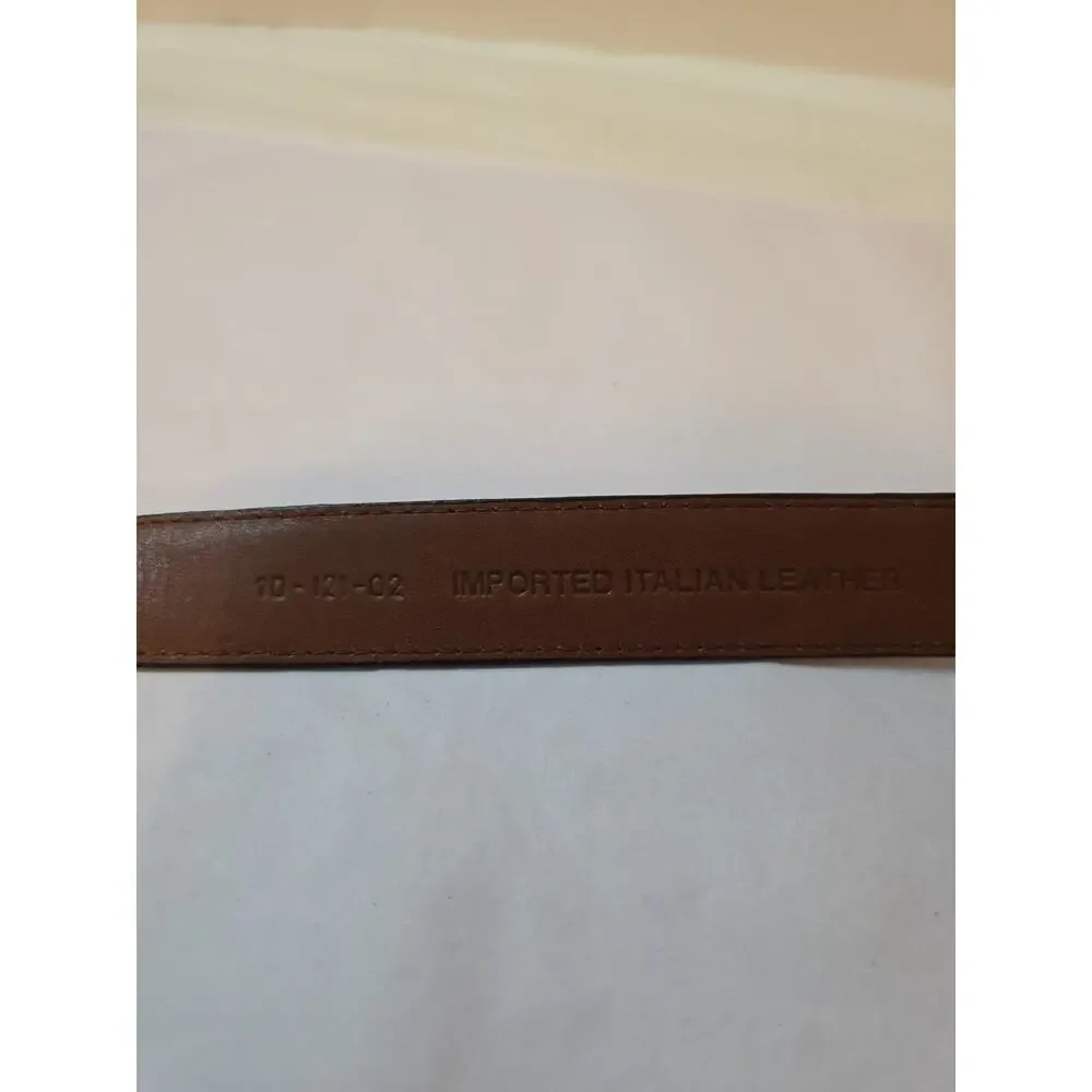 Arden Leather Belt Sz 42 Brown Italian Leather Brass Buckle Croc Embossed
